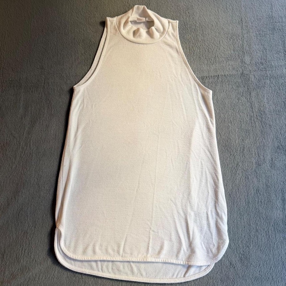 Gap Womens White Mock Neck Sleeveless Knit Top Curved Hem Size XS